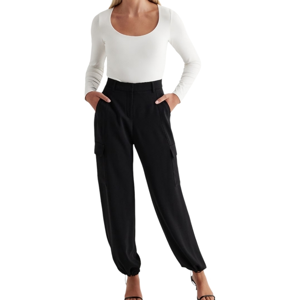 Express Body Contour Bodysuit Womens XL White Long Sleeve Scoop Neck Thong Cut - Picture 5 of 6